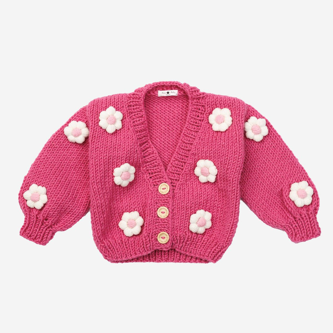 Flower Knitted Cardigan - Pink