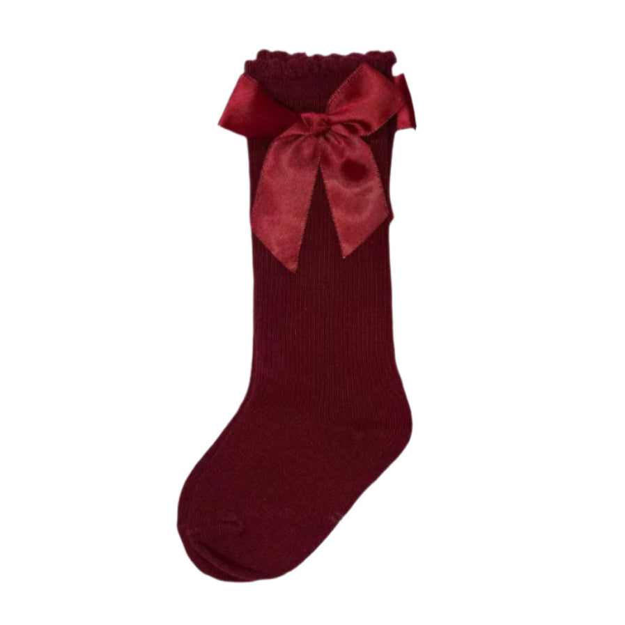 Bow Kneehigh Socks - Red