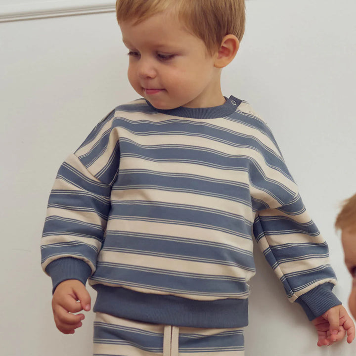 Stripe Sweat Set - Oak/Stromy Blue