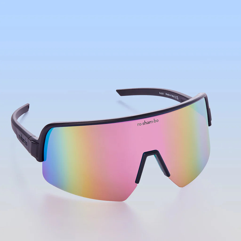 Sport Polarized Wraparound Sunglasses Black/Rainbow