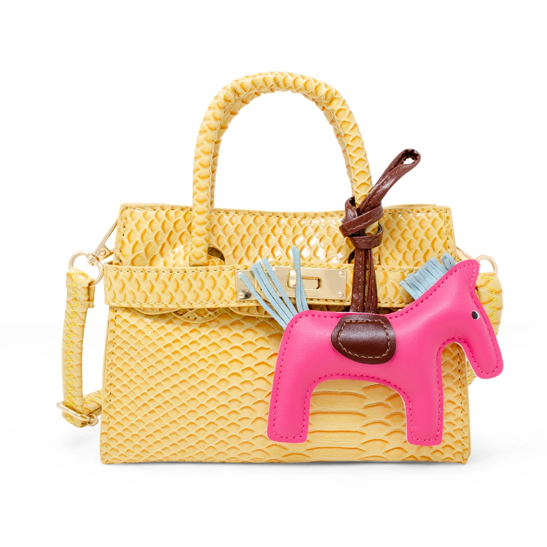 Vivid Crocodile Pony Handbag - Yellow