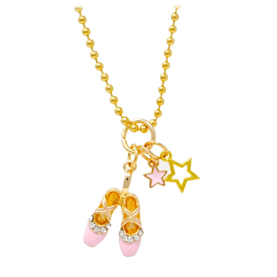 Ballet Slippers and Star Gold Charm Necklace