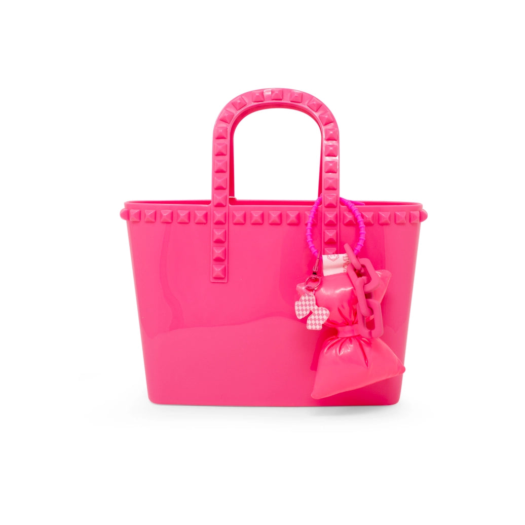 Tiny Jelly Tote Bow - Hot Pink