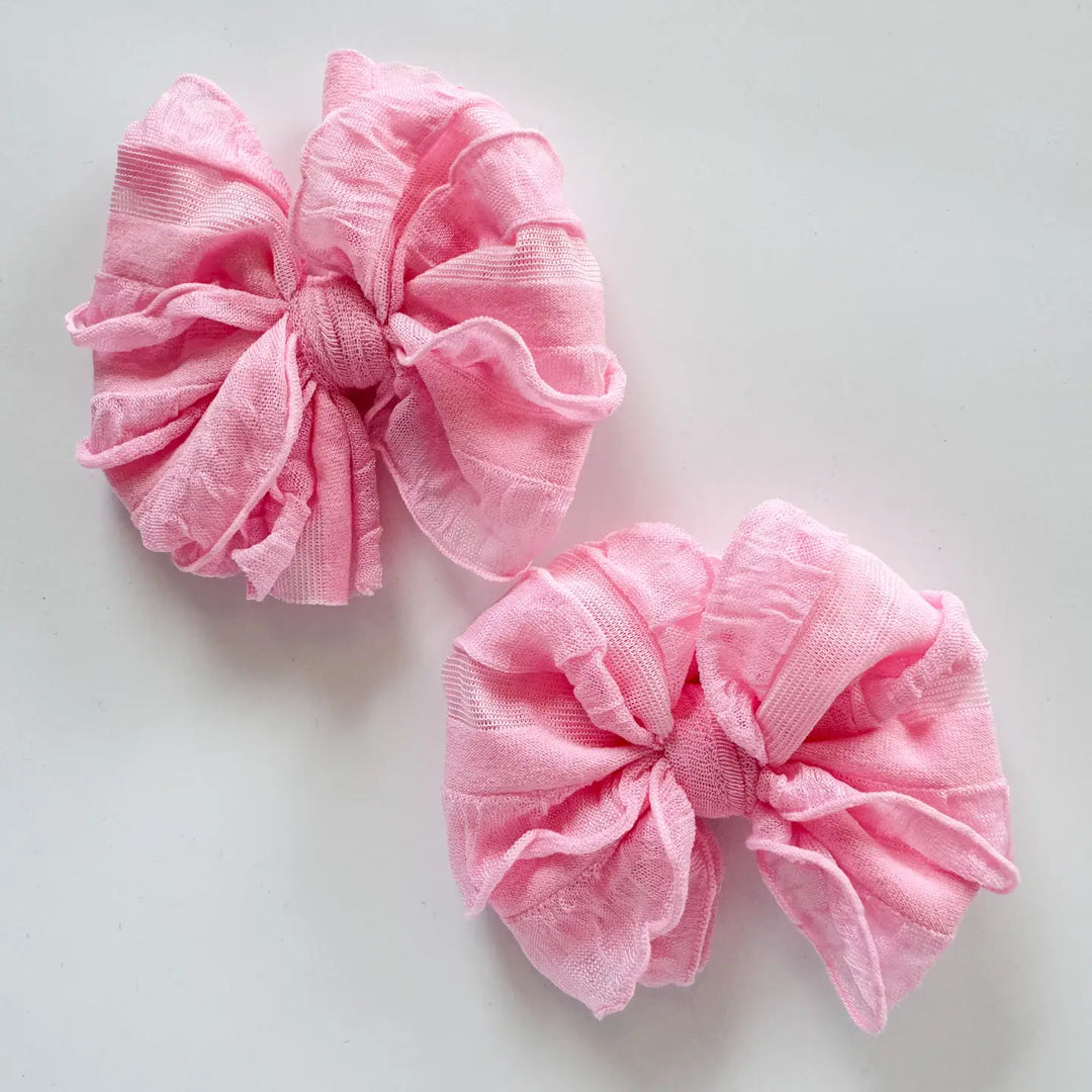 Ruffle Clip Set- Bubble Gum