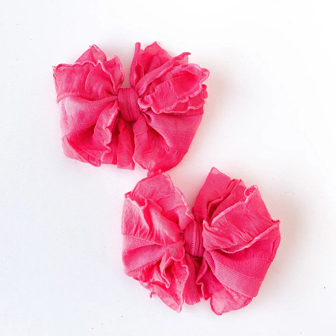 Ruffle Clip Set- Candy Pink