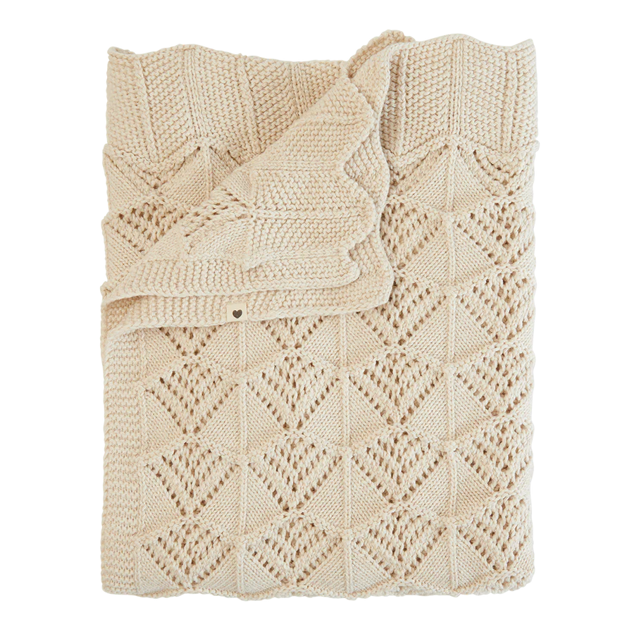 Knitted Blanket Wavy- Ivory