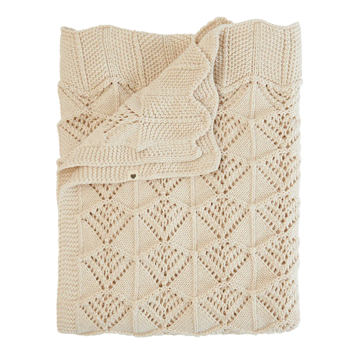 Knitted Blanket Wavy- Ivory