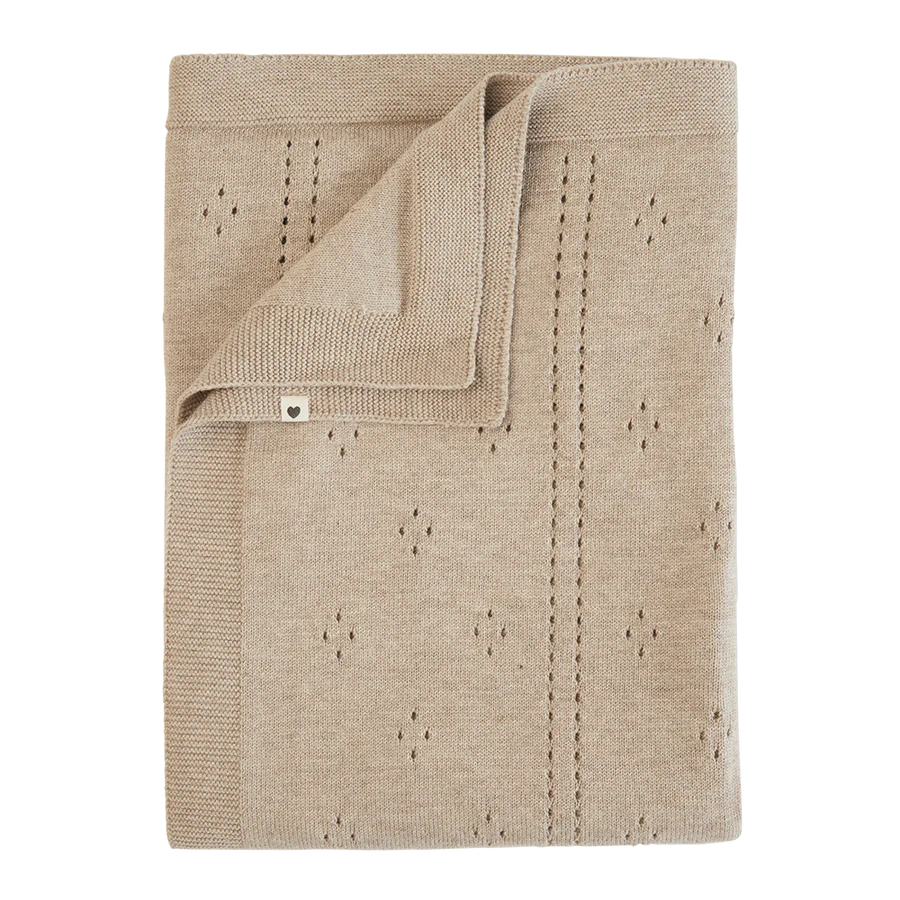 Knitted Blanket Pointelle- Vanilla