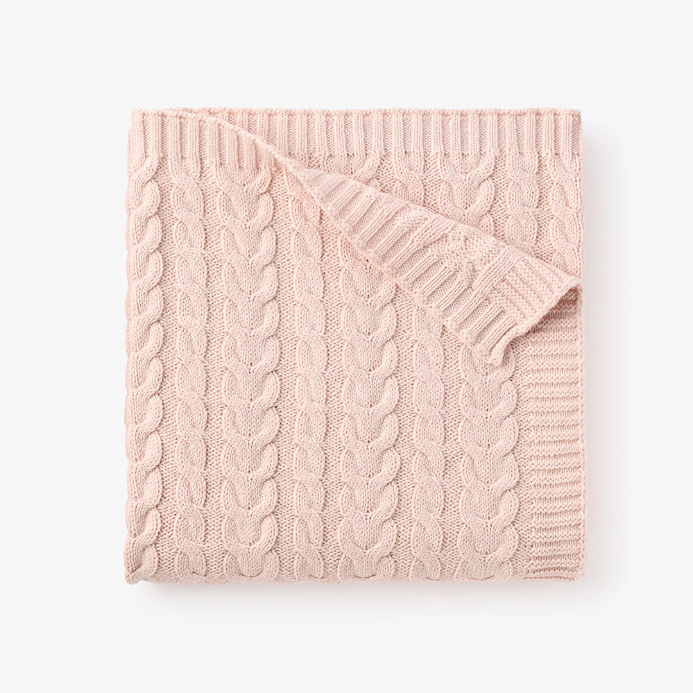 Blush Horseshoe Knit Cable Blanket