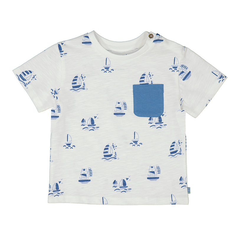 Printed S/S Shirt 1058 Capri Blue