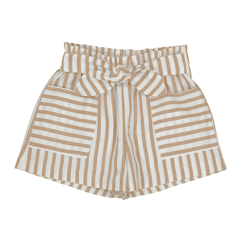 3256 Beige Striped Shorts