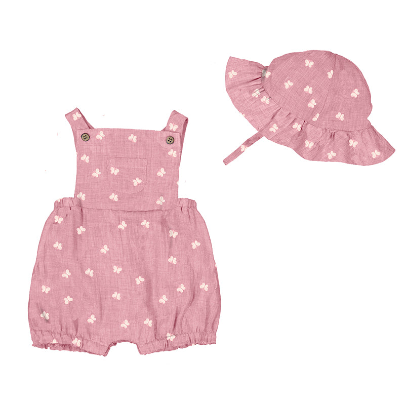 Overalls w/ Hat Set 1665 Hibiscus
