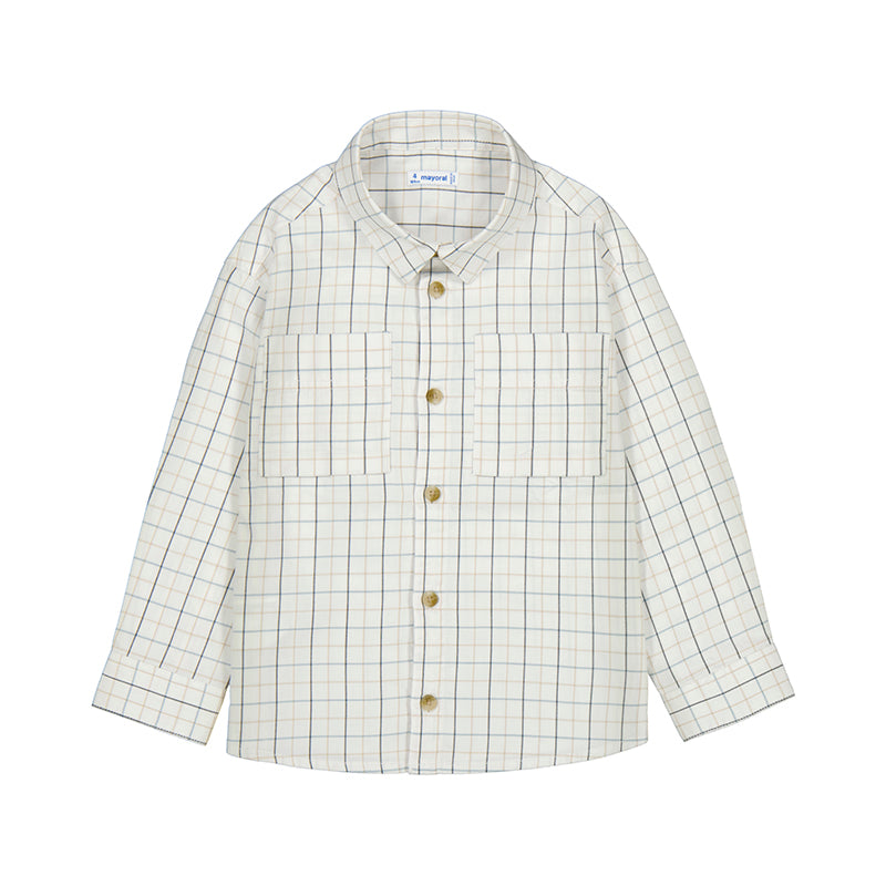 L/S Checkered Shirt 4128 Cream