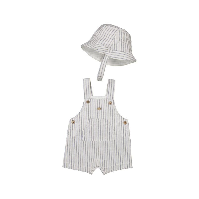 Stripe Overalls w/ Hat 1601 Natural