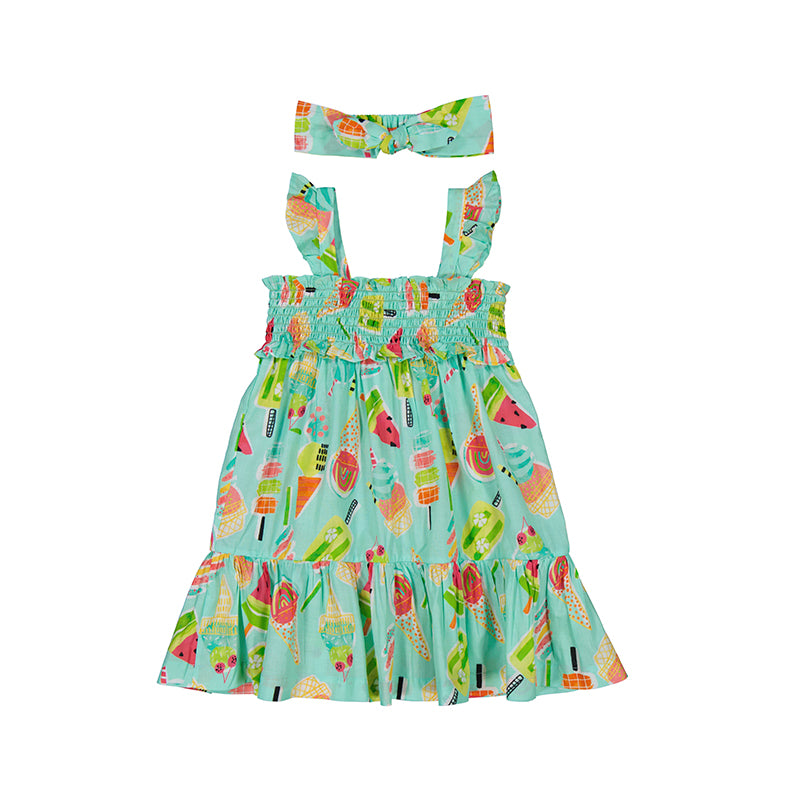 Printed Dress 3939 Aqua