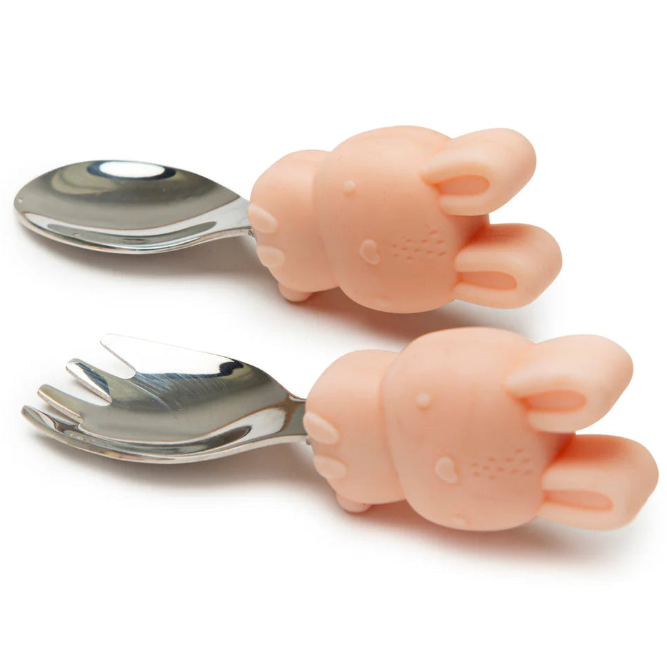 Born to be Wild Learning Spoon/Fork Set - Bunny