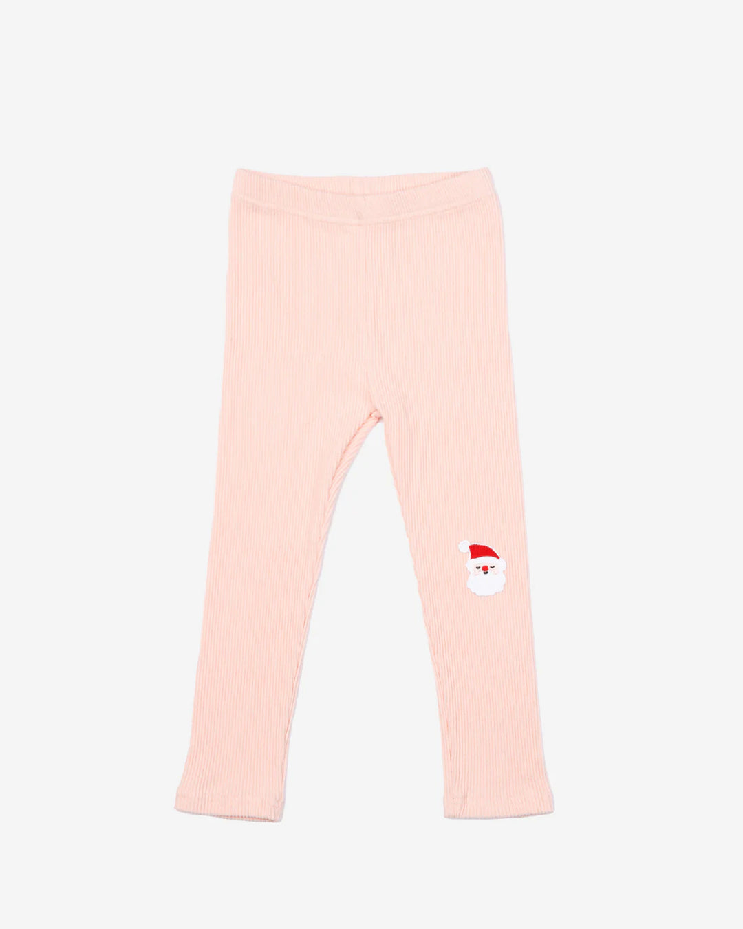 Ribbed Patched Leggings - Pink Santas