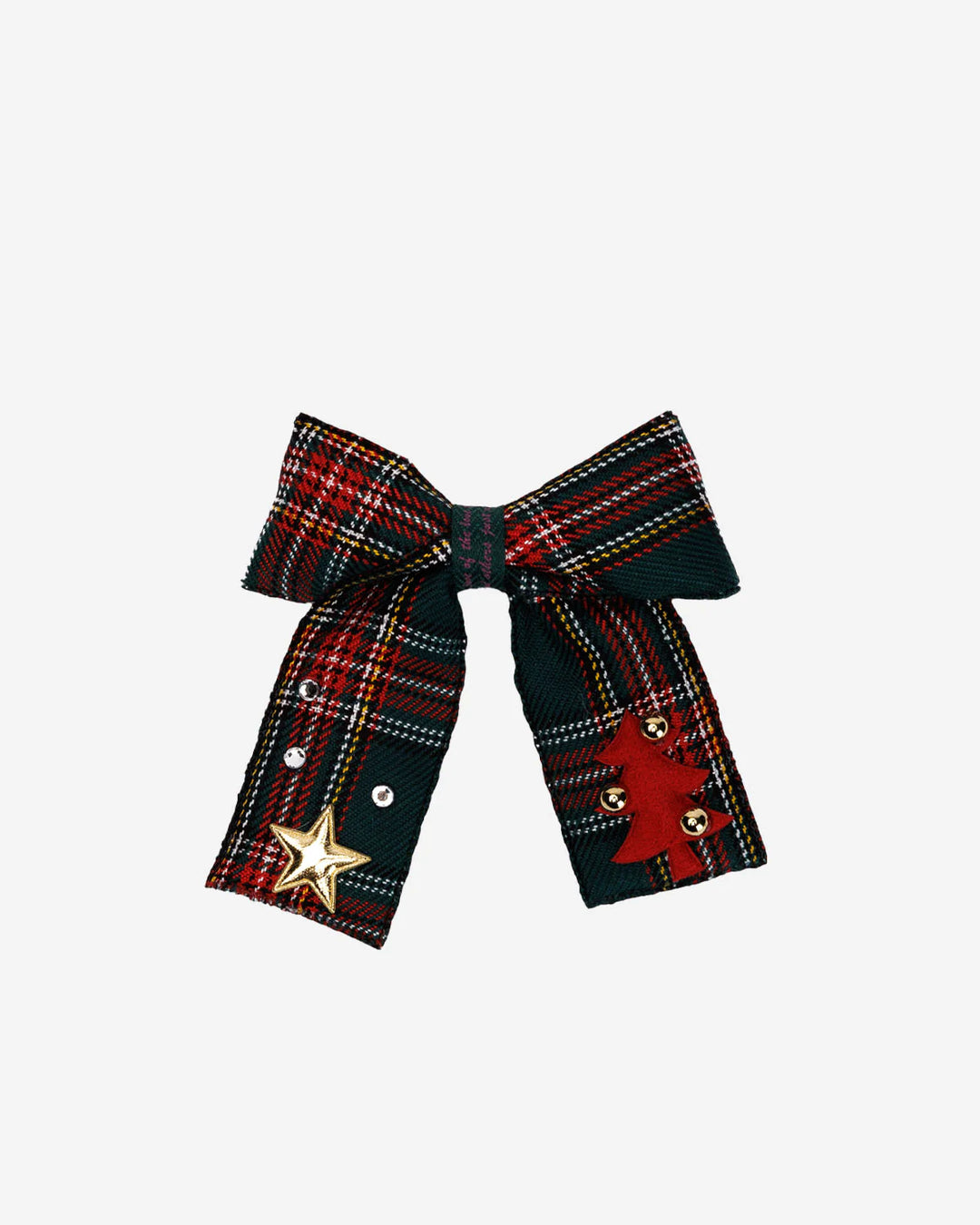 Christmas Bow Checker Hairclip - Green