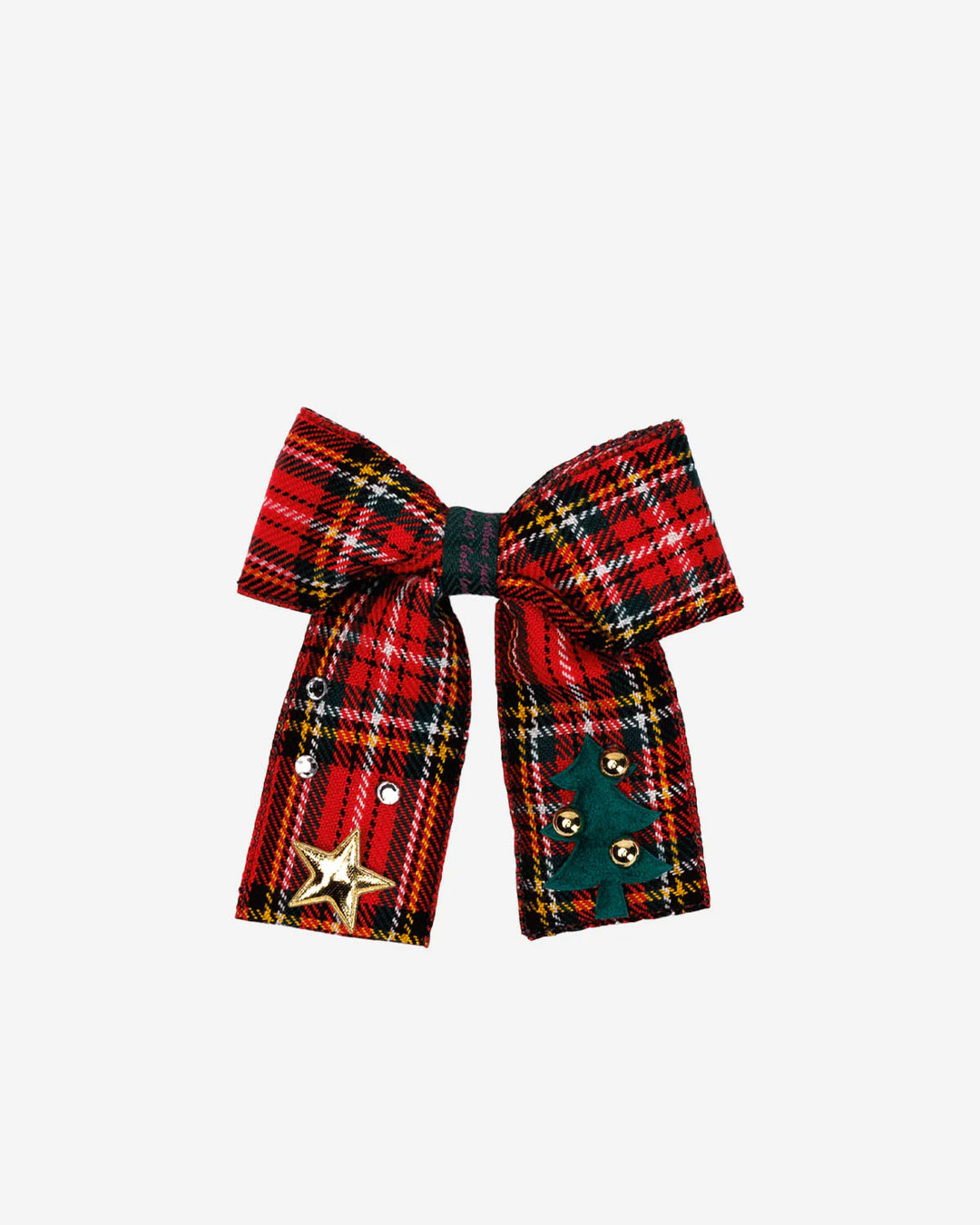 Christmas Bow Checker Hairclip - Red