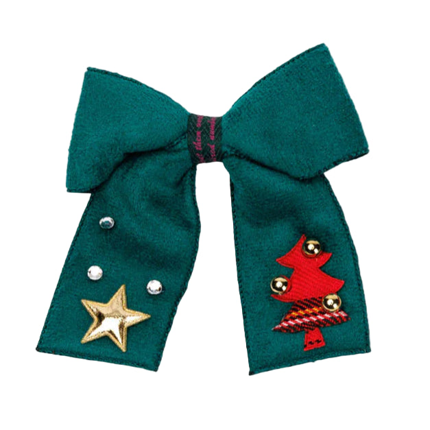 Christmas Bow Hairclip - Green