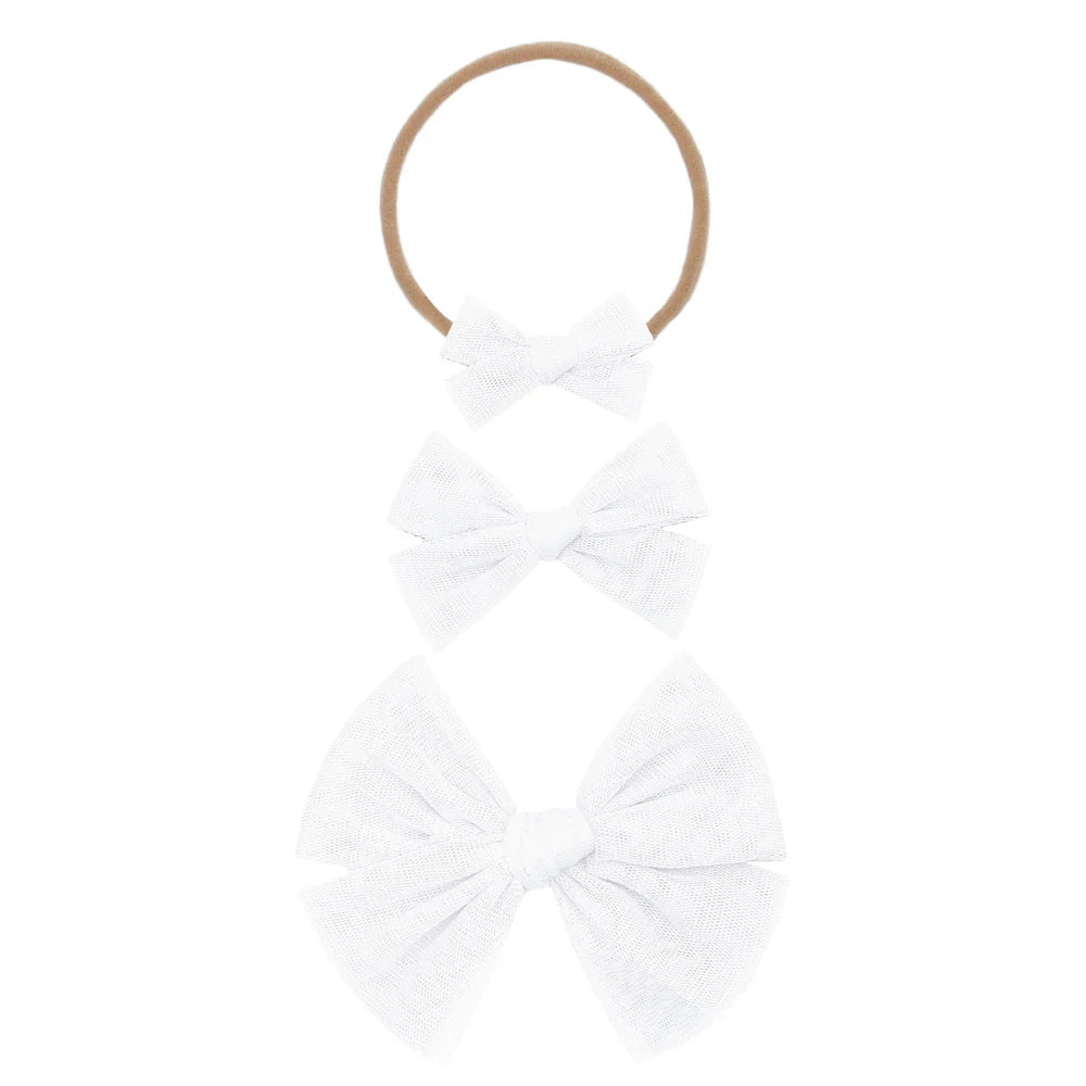 Tulle Bow Headband - White