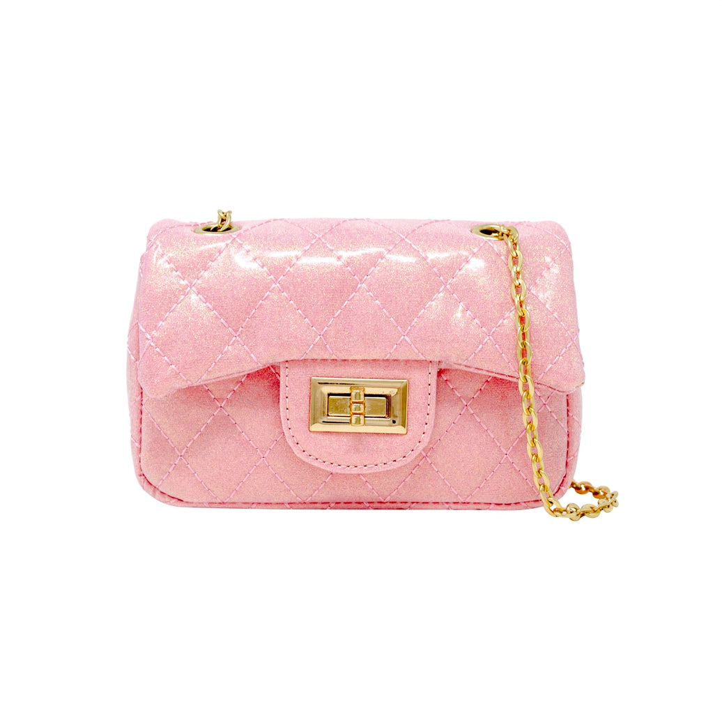 Classic Quilted Sparkle Mini Purse - Bubblegum