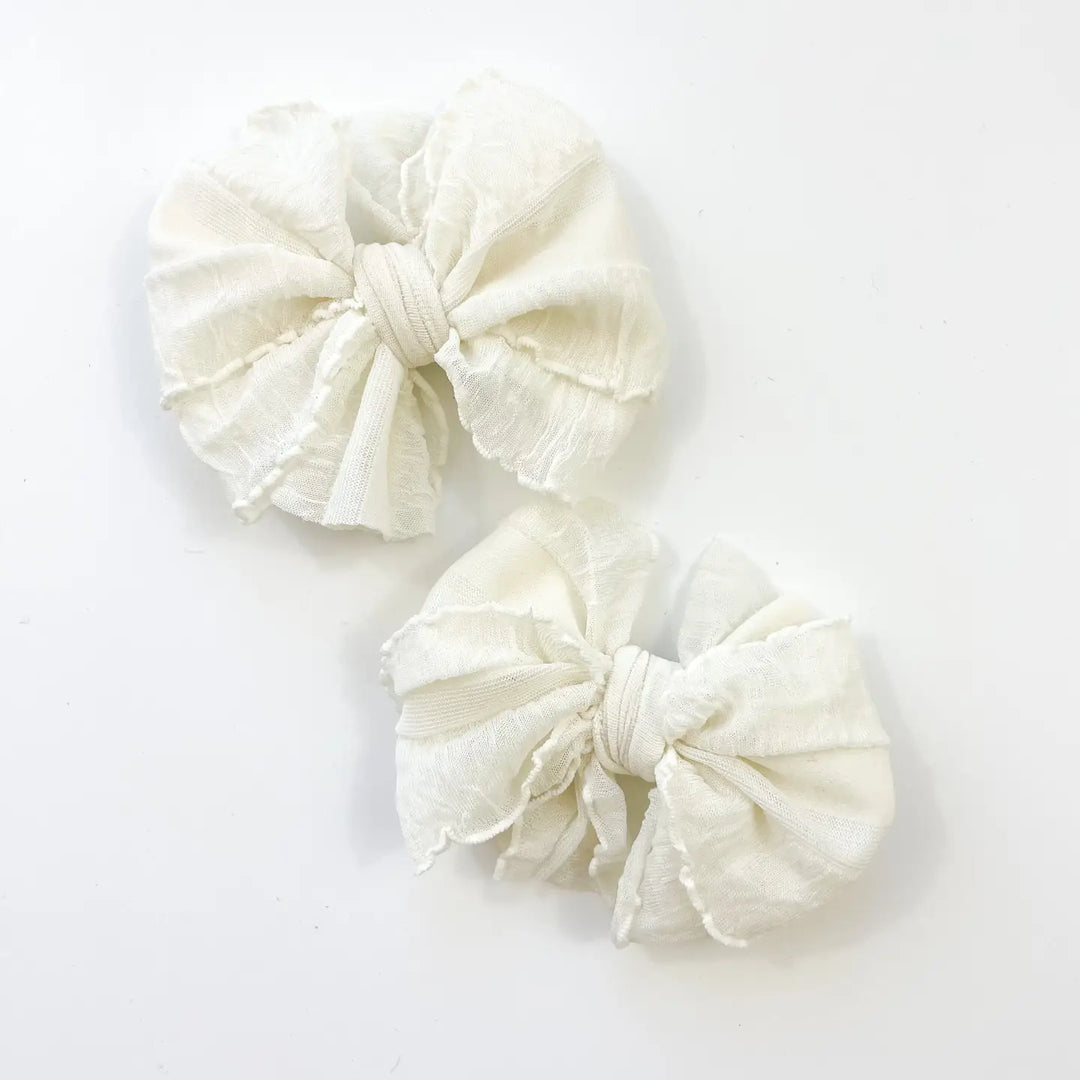 Ruffle Clip Set- Ivory