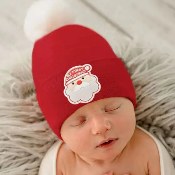 Solid Santa Fuzzy Pom Pom Hat