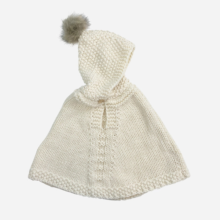 Hand Knit Kids Poncho Cream