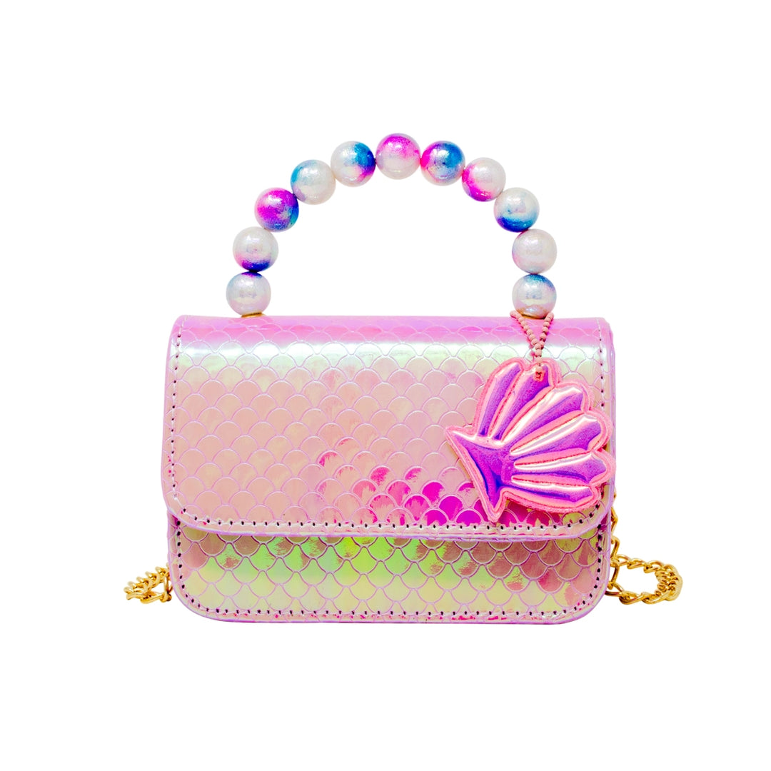 Mermaid Pearl Handle Seashell Bag- Pink
