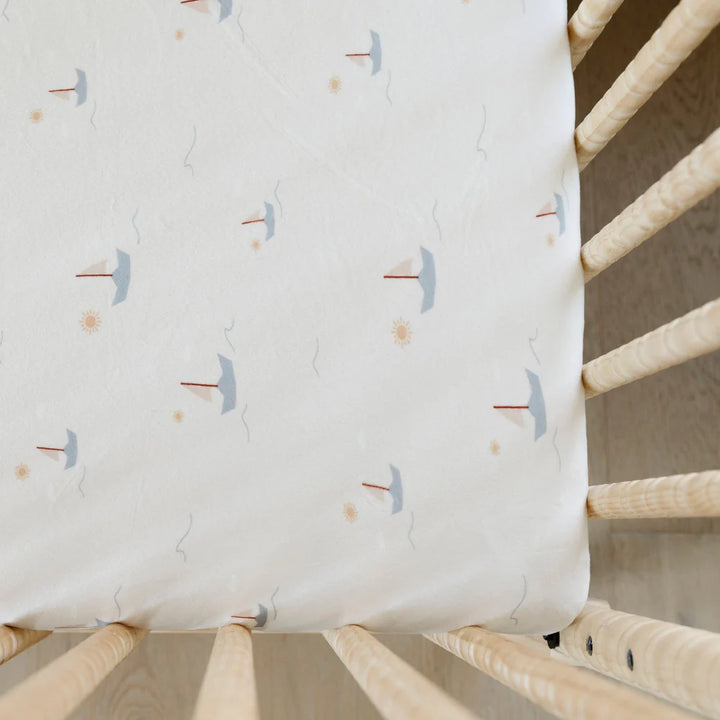 Sail Boat Minky Stretch Luxe Crib Sheets