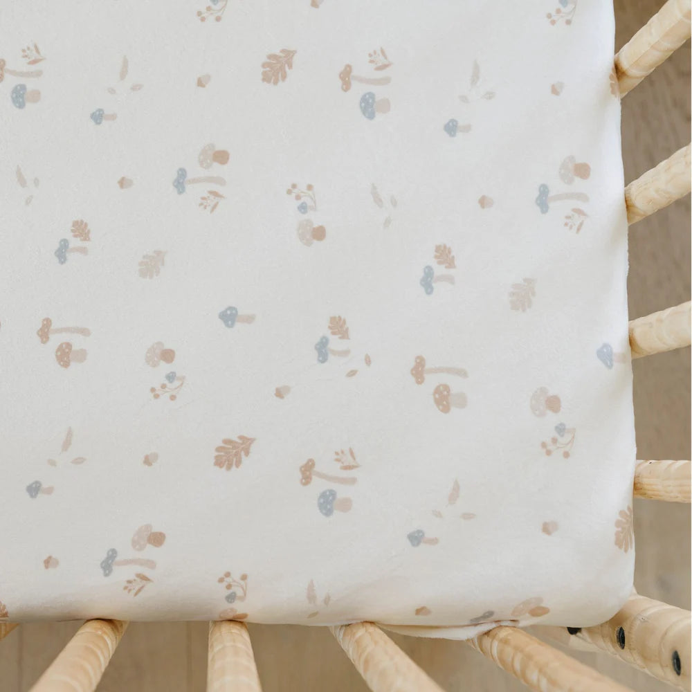 Mushroom Minky Stretch Luxe Crib Sheets