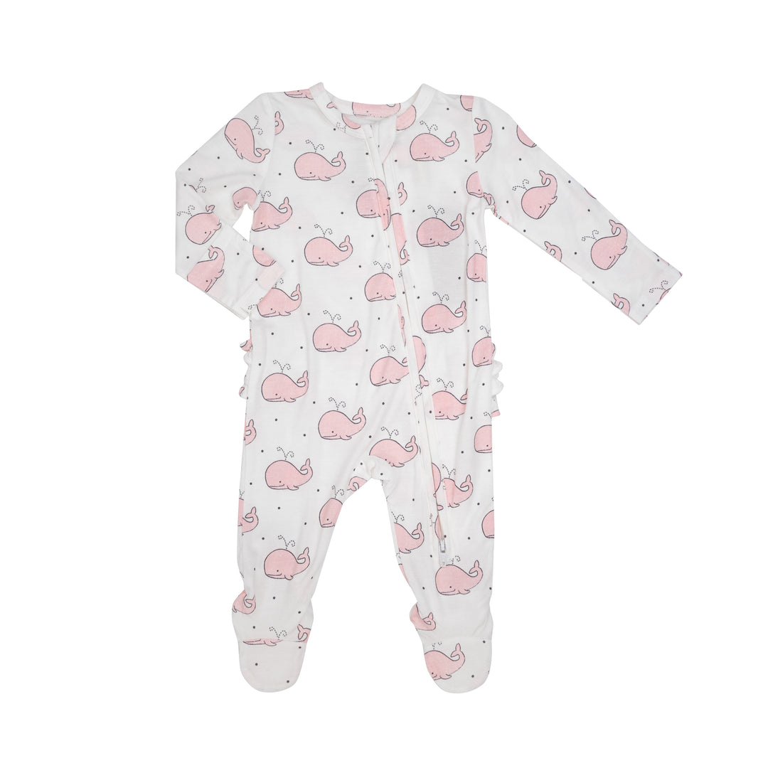 Bubbly Whale Pink 2 Way Zipper Footie