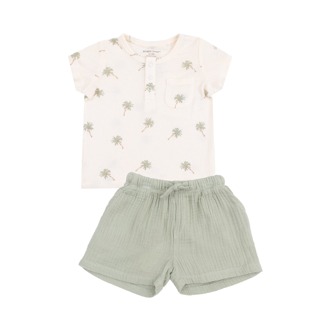 Palm Trees Henley w/ Pocket + Muslin Short