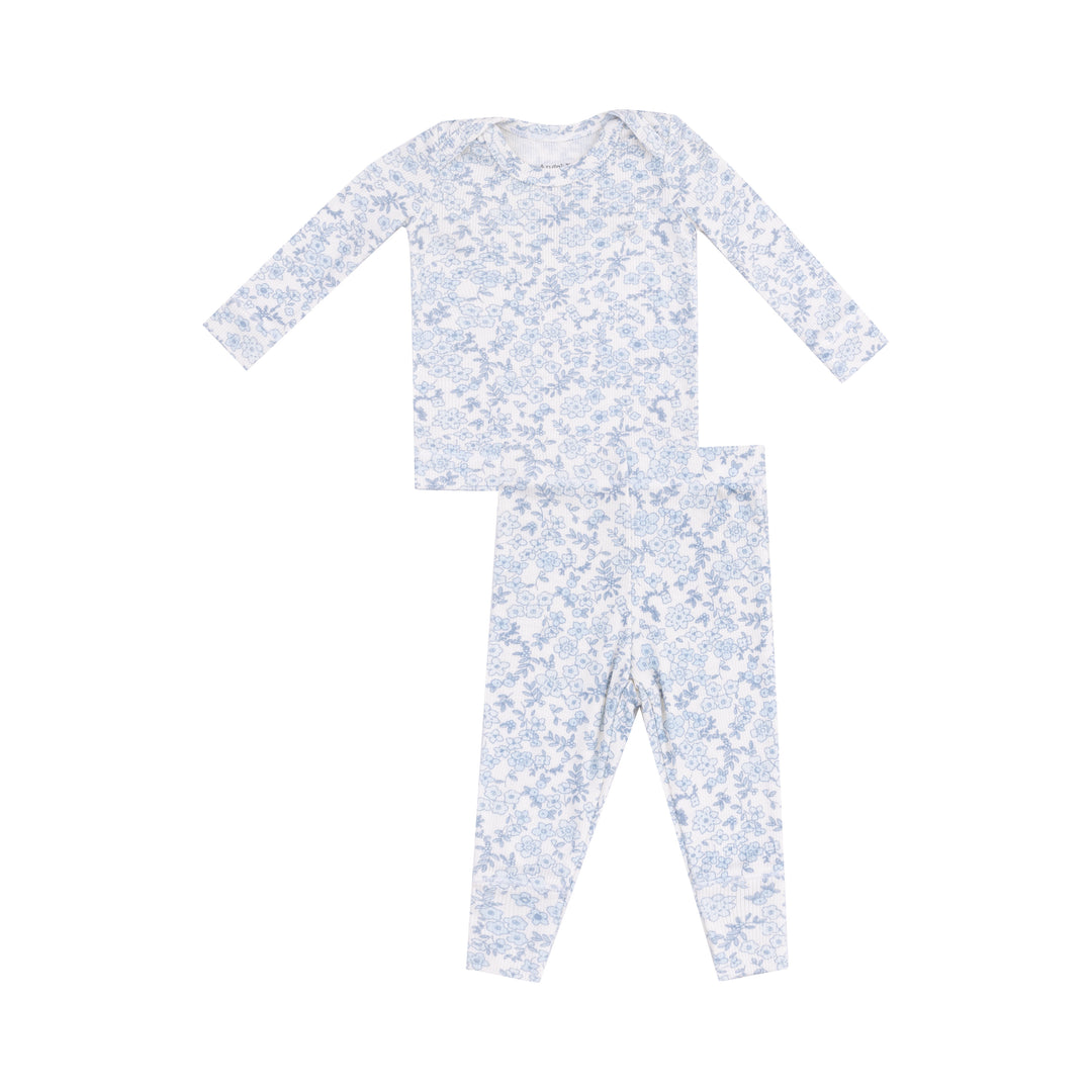 Blue Calico Floral Rib Lounge Wear Set