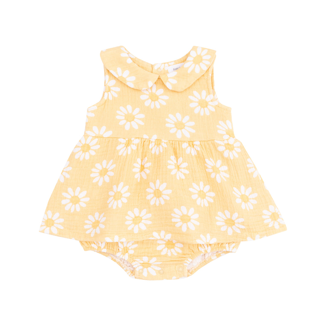 Yellow Mod Daisy Peter Pan Collar Bubble W/ Skirt