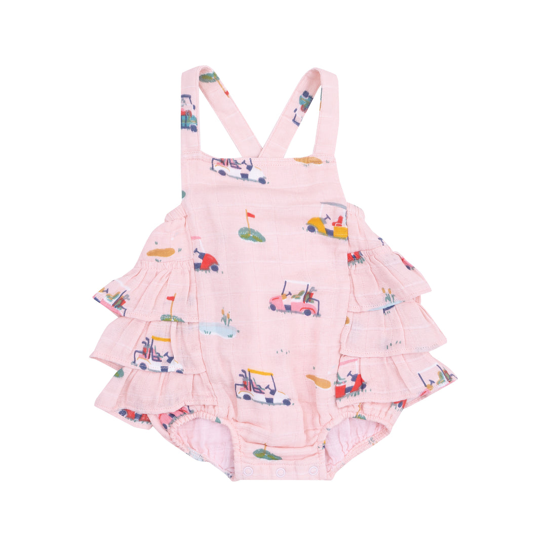 Golf Cart Cuties Ruffle Sunsuit Pink