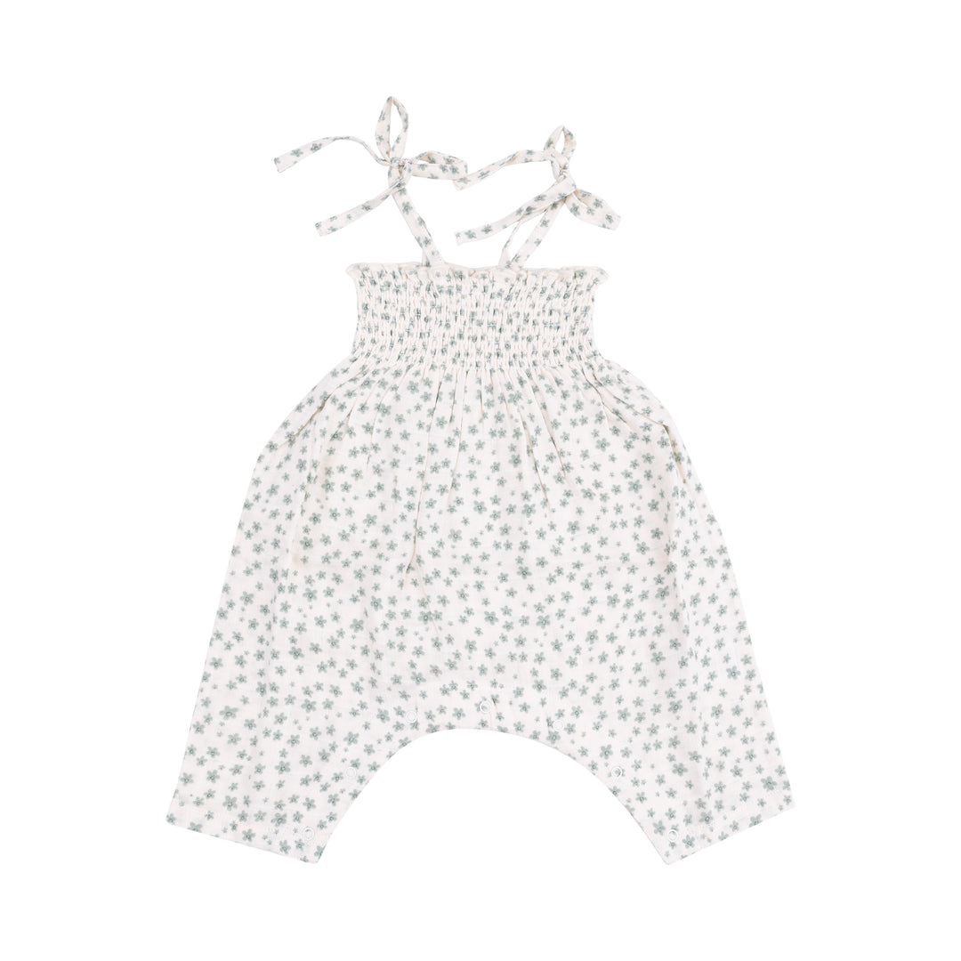 Jadeite Simple Floral Smocked Romper