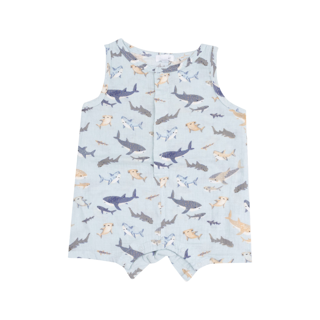 Sharks Slevless Shortie Romper