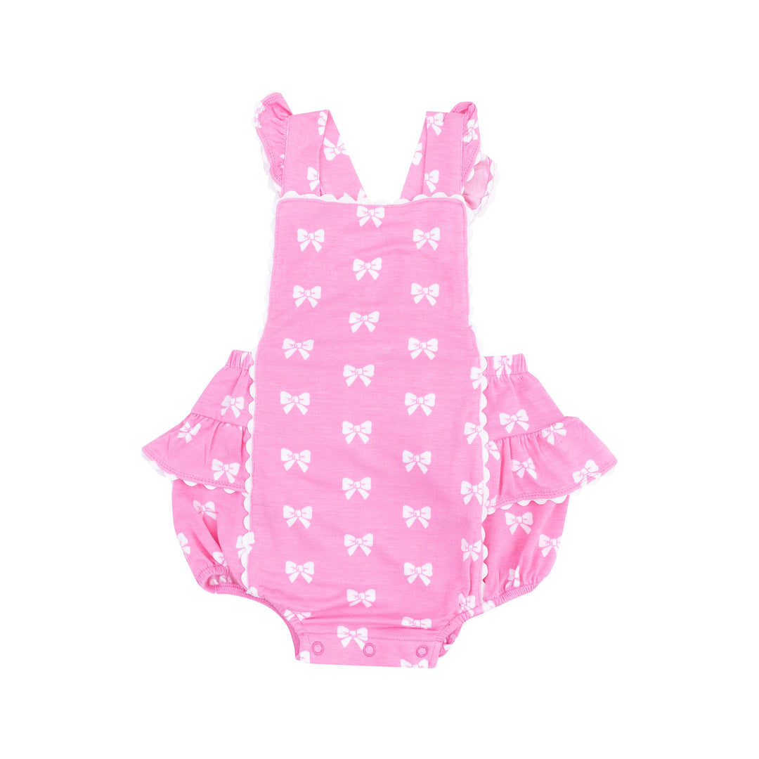 Pink Bows Ric-rac Ruffle Sunsuit