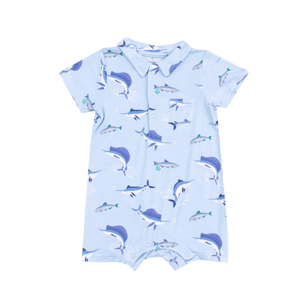 Deep Sea Fishing Blue Polo Shortie