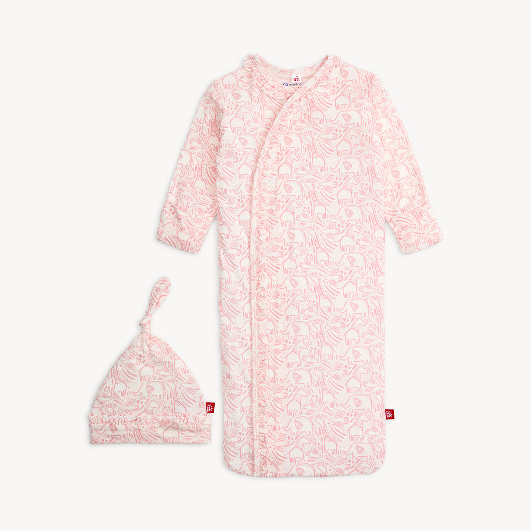 Pink Herds of a Feather Ruffle Gown + Hat