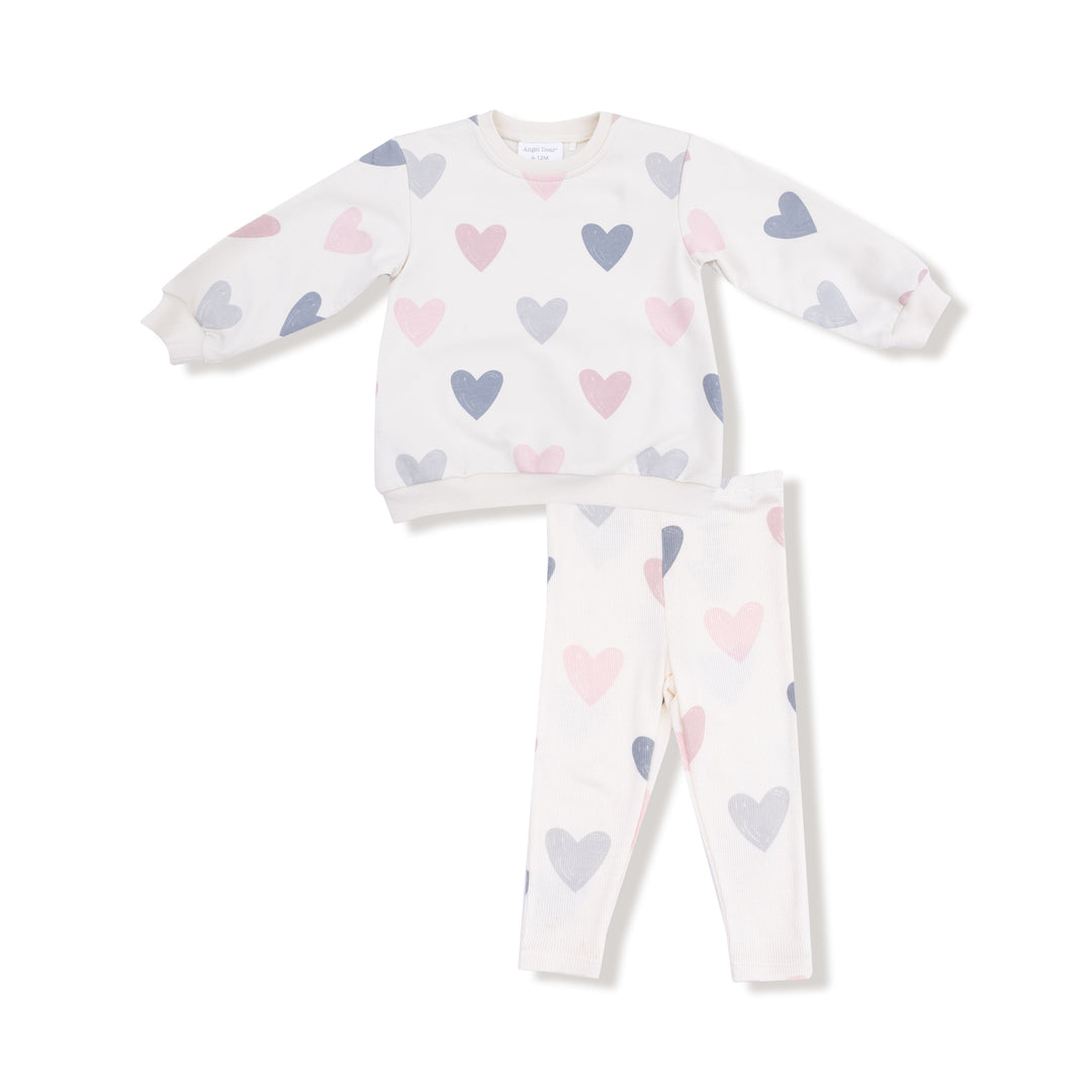 Hearts French Terry Sweatshirt + Legging Set