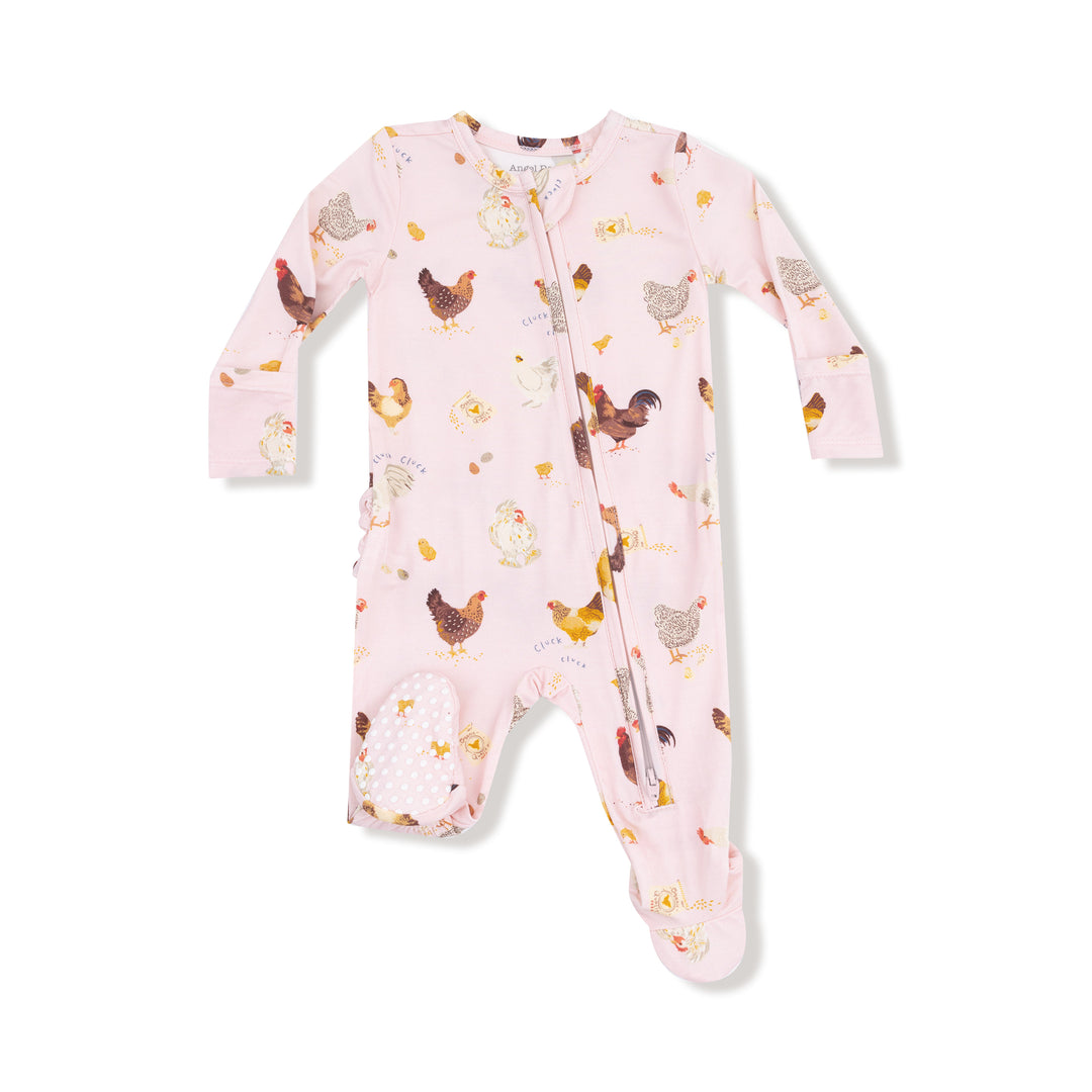 Collector Chickens Ruffle 2 Way Zipper Footie
