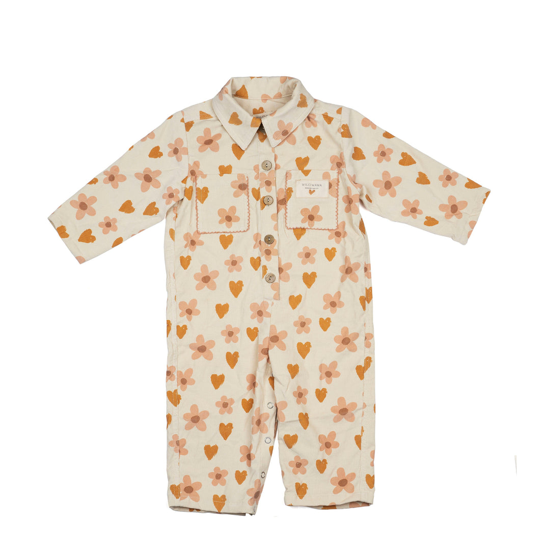 Buttons Jumpsuit Rose Hearts