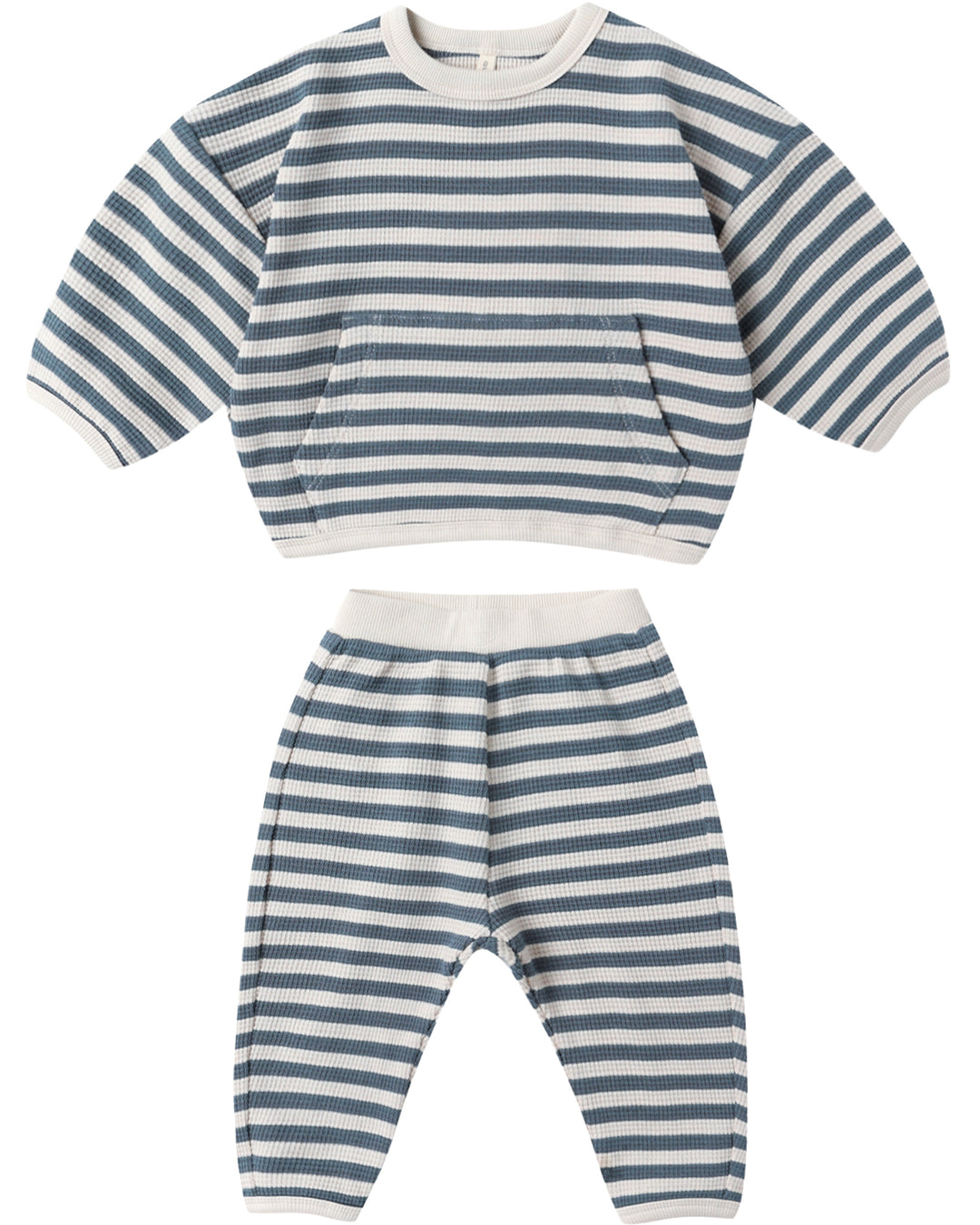 Waffle Slouch Set - Ocean Stripe