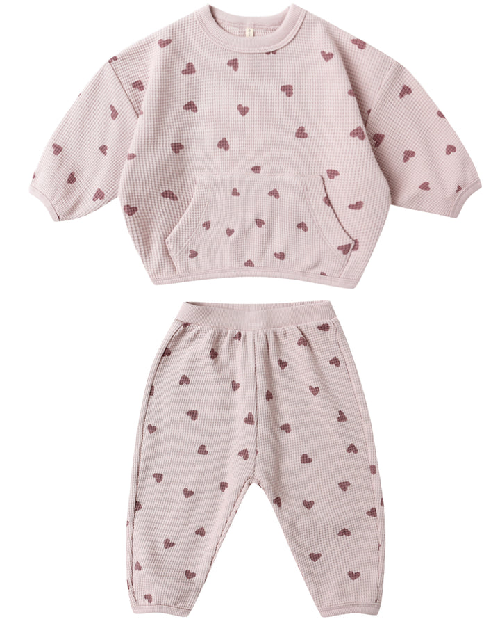 Waffle Slouch Set - Hearts