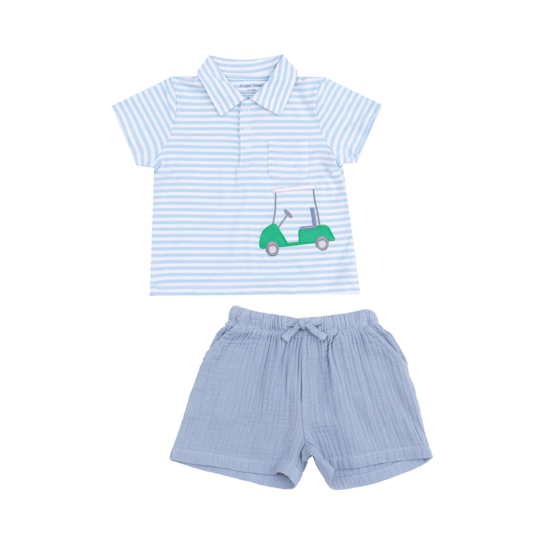 Golf Applique Polo Shirt w/ Applique and Short Set