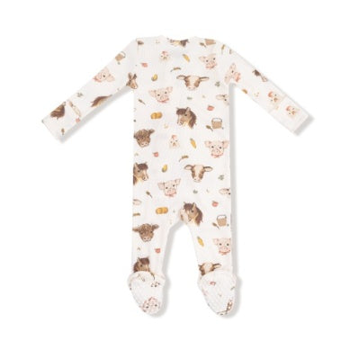 Vintage Baby Farm Animals 2 Way Zipper Footie
