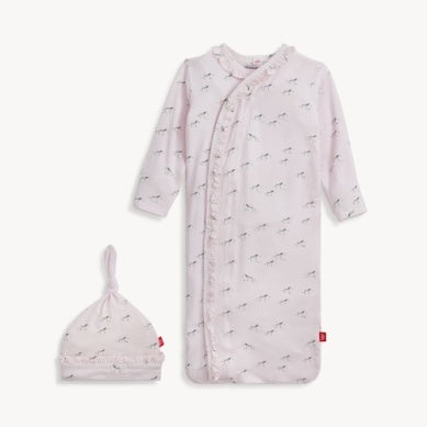 Pink Savannah Plains Ruffle Modal Gown & Hat